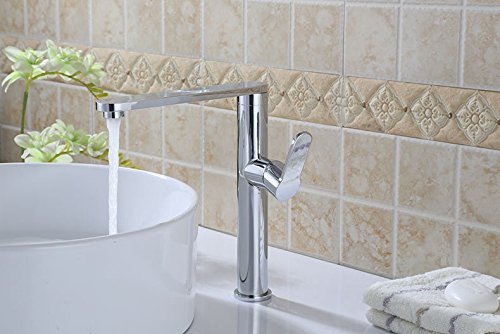 CZOOR contemporáneo cromo latón pulido para lavamanos baño cocina vanidad del fregadero del recipiente del grifo grifo del lavabo grifo mezclador Extended Boquilla