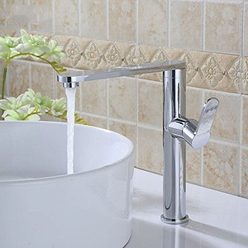 CZOOR contemporáneo cromo latón pulido para lavamanos baño cocina vanidad del fregadero del recipiente del grifo grifo del lavabo grifo mezclador Extended Boquilla