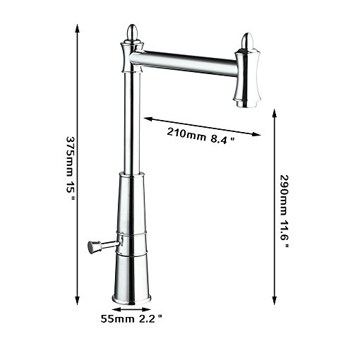 CZOOR Tall caliente fría chapado en cromo grifo de agua de la cocina lavabo del fregadero del golpecito de agua del recipiente mezclador grifo para lavamanos