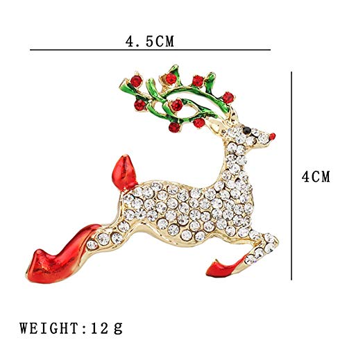 CZZ Broche 4pcs Navidad, Pin Rhinestone Crystal muñeco de Nieve, Ciervos, Bell Santa, Navidad Broche Relleno for Media de la Navidad