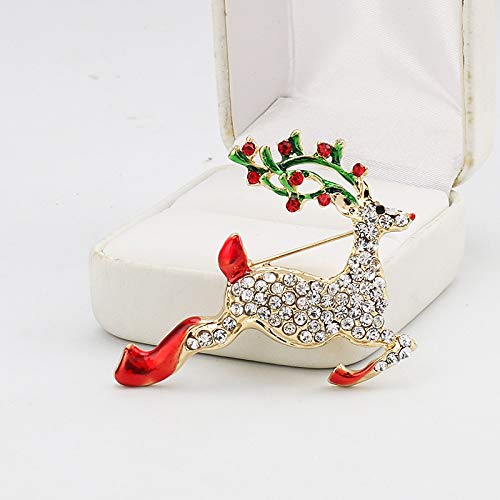 CZZ Broche 4pcs Navidad, Pin Rhinestone Crystal muñeco de Nieve, Ciervos, Bell Santa, Navidad Broche Relleno for Media de la Navidad