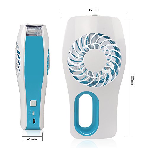 D-FantiX USB Ventilador de Mano con Baterías Portátiles Nebulizadores de Agua Ventilador de refrigeración para el Viaje, el hogar y la Oficina (Azul)