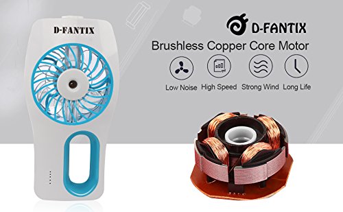 D-FantiX USB Ventilador de Mano con Baterías Portátiles Nebulizadores de Agua Ventilador de refrigeración para el Viaje, el hogar y la Oficina (Azul)