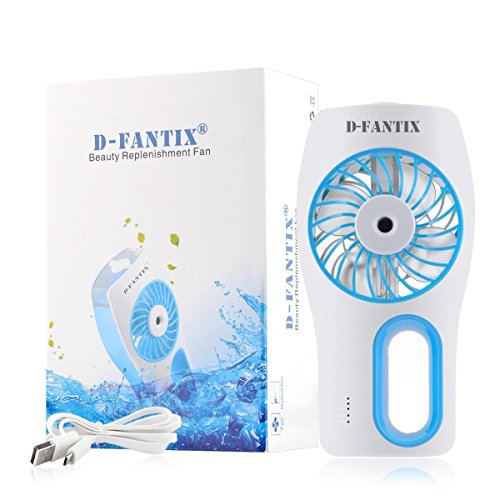 D-FantiX USB Ventilador de Mano con Baterías Portátiles Nebulizadores de Agua Ventilador de refrigeración para el Viaje, el hogar y la Oficina (Azul)