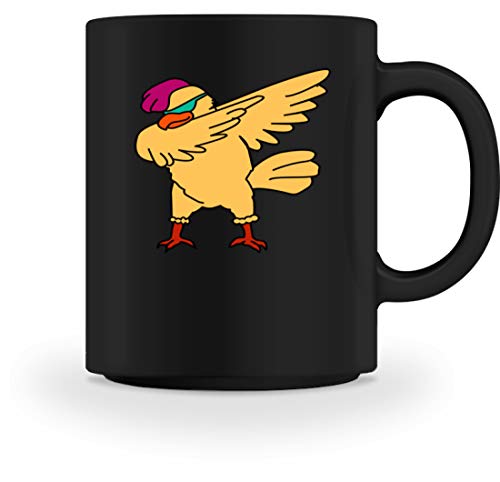 Dabbing - Taza, diseño de gallina con gafas de sol, Cerámica, Negro , M