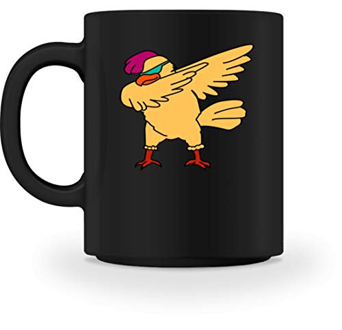 Dabbing - Taza, diseño de gallina con gafas de sol, Cerámica, Negro , M