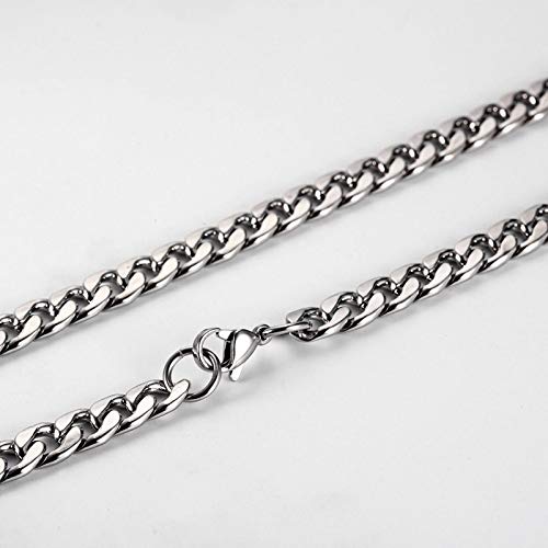 Daesar Colgante de Hombre Cadena Curb Collares Hombre Acero Inoxidable Colgante para Hombre Ancho:6mm Longitud 70cm