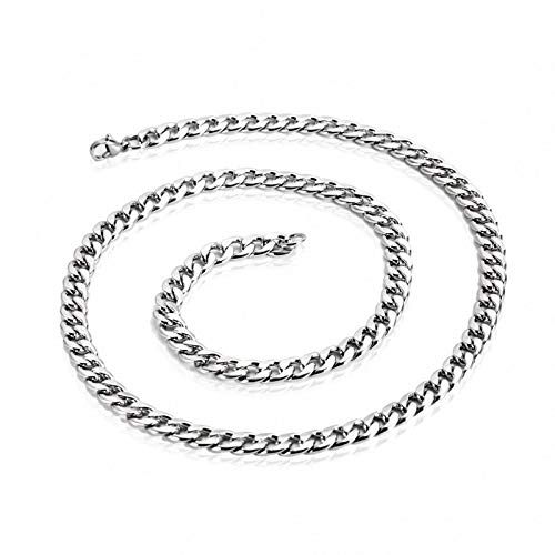 Daesar Colgante de Hombre Cadena Curb Collares Hombre Acero Inoxidable Colgante para Hombre Ancho:6mm Longitud 70cm