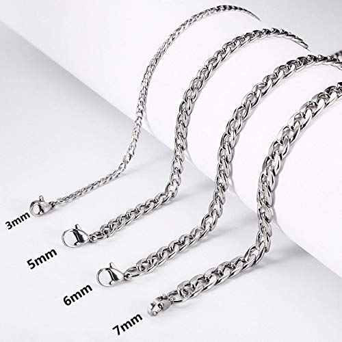 Daesar Colgante de Hombre Cadena Curb Collares Hombre Acero Inoxidable Colgante para Hombre Ancho:6mm Longitud 70cm