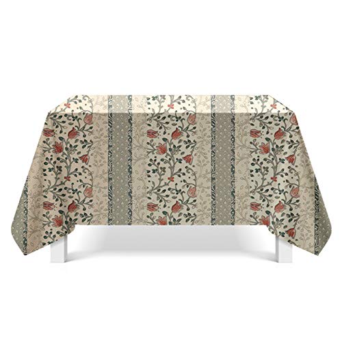 Daesar Mantel Poliester Mantel Mesa Rectangular Decoracion Flores Beige Estilo 3 Mantel 140x200CM