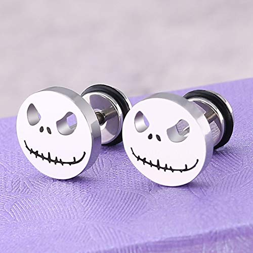 Daesar Pendientes Aro Acero Inoxidable Pendientes de Mujer Pendientes Cabeza de Calabaza de Halloween Redondo Pendientes Plata