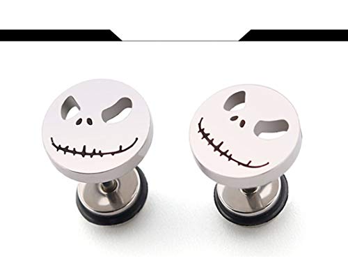 Daesar Pendientes Aro Acero Inoxidable Pendientes de Mujer Pendientes Cabeza de Calabaza de Halloween Redondo Pendientes Plata