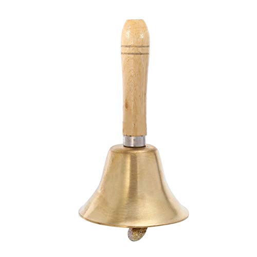 DAOSSU Campana de Latón Macizo Mango de Madera Campana de Servicio Campana de Bronce Campana de Servicio de Llamada de Restaurante Campanas para Decoración de Eventos de Boda Latón Antiguo