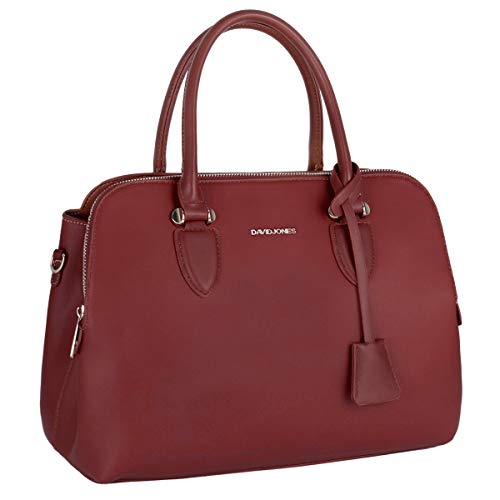 David Jones - Bolso de Mano Bugatti Mujer - Señora Tote Bag Cuero Genuino PU - Bolso de Hombro Bandolera Múltiples Bolsillos Cremallera - Shopper Asas Piel Trabajo Diario Elegante Moda - Rojo