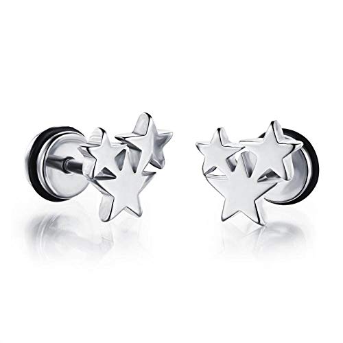 Dcivey Nuevas Estrellas Pendientes De Acero De Titanio Modelos De Hombres Y Mujeres Regalos De Cumpleaños @ 301 Plata