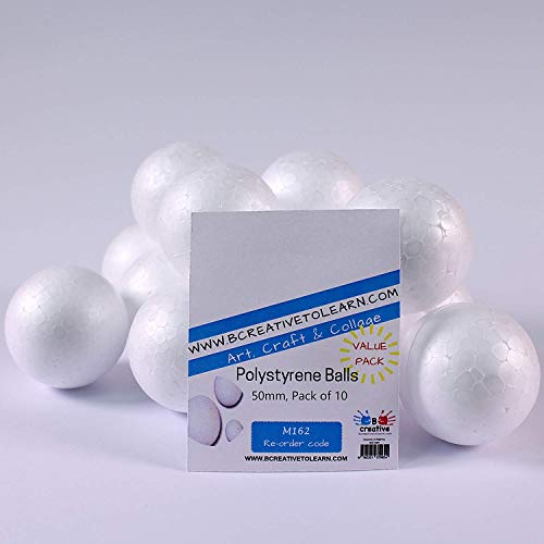 De la espuma Hemore 10 bolas de poliestireno 50mm Pack decorativo 10 bola de 5CM