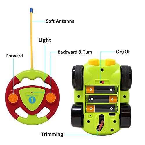 deAO Coche Adorable para Principiantes Cochecito a Control Remoto con Luces Música y Sonidos Figura de Conductor Extraíble (Coche de Carreras)