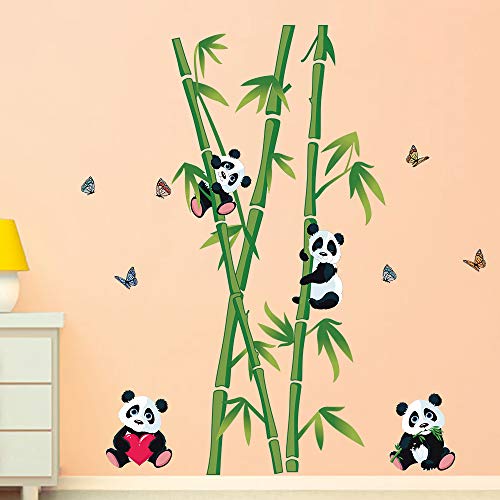 decalmile Pegatinas de Pared Panda Osos Bambú Vinilos Decorativos Infantiles Adhesivos Pared Habitacion Bebés Guardería Dormitorio Cuarto de Jugar