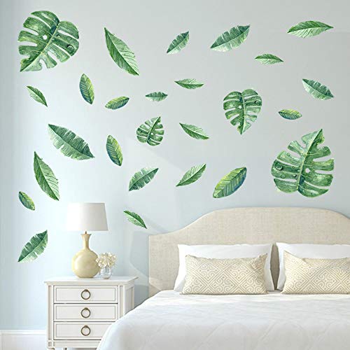 decalmile Pegatinas de Pared Planta Tropicales Vinilos Decorativos Verde Hojas Adhesivos Pared Sala Habitación Dormitorio Oficina