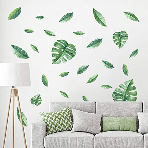 decalmile Pegatinas de Pared Planta Tropicales Vinilos Decorativos Verde Hojas Adhesivos Pared Sala Habitación Dormitorio Oficina