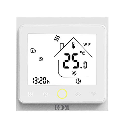 Decdeal - Termostato WiFi para caldera de Gas/Agua Termostato Inteligente programable - Función de Control de Voz - Compatible con Alexa, Google Home - Corriente de carga 5A