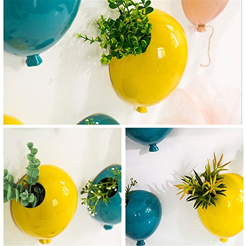 Decoración para la Pared Planter Cerámica Colgante Globo Heladería florero Kinder decoración de la Pared Colgante Decoración para el hogar y la Oficina (Color : Blue, Size : L)