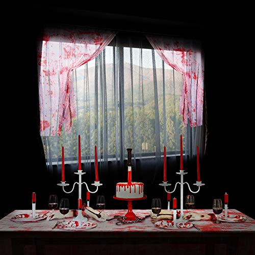 Decoraciones de Halloween Paño Tela de Halloween mantel- 2 cortinas de entrada de Halloween + 1 cubierta de mesa gigante para la decoración de la fiesta de Halloween para exteriores