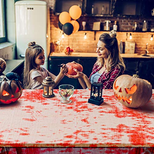 Decoraciones de Halloween Paño Tela de Halloween mantel- 2 cortinas de entrada de Halloween + 1 cubierta de mesa gigante para la decoración de la fiesta de Halloween para exteriores