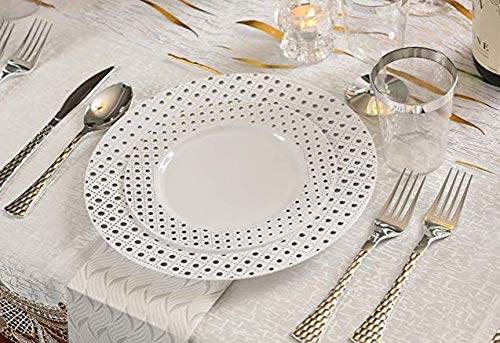 Decorline - Set de Platos de Plástico para Fiestas - Sofisticado y Plateado - Colección Sphere - Platos Desechables de Plástico Resistente - Vajilla de Plástico para Toda Ocasión - 40 Piezas