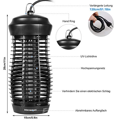 DEKINMAX Lámpara Mata Insectos Electrico Lámpara Anti Mosquitos UV Mosquitera Eléctrica (Lámpara Antimosquito 6W)