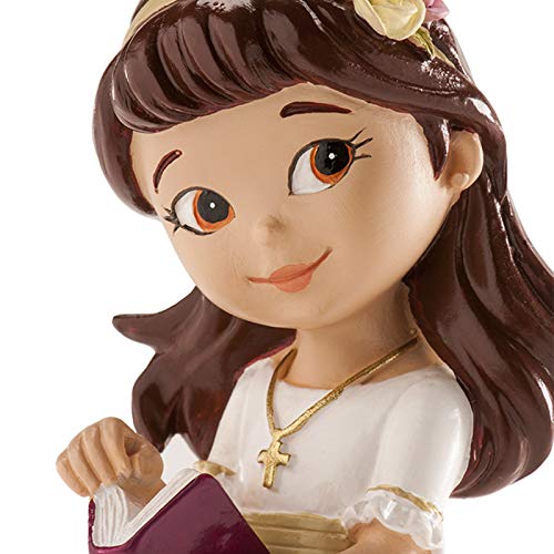 dekora Figura Decorativa Niña para Tarta de Primera Comunion-13 cm, Blanco, 13 cm