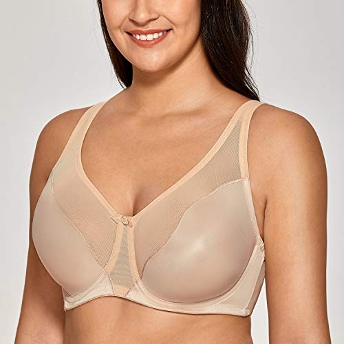 DELIMIRA - Sujetador Reductor Sin Relleno con Aros Minimizer para Mujer Beige 105D