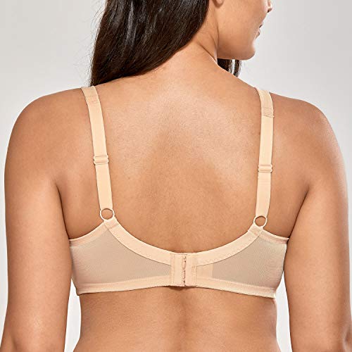 DELIMIRA - Sujetador Reductor Sin Relleno con Aros Minimizer para Mujer Beige 105D