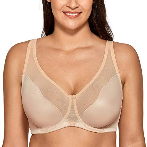 DELIMIRA - Sujetador Reductor Sin Relleno con Aros Minimizer para Mujer Beige 105D