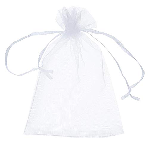 Delsen - 100 bolsas grandes de organza, con cordón de satén, 13 x 18 cm. Sirven como bolsas para caramelos, joyas para una boda, fiestas, Navidad, regalos (blanco) 13*18 blanco