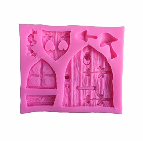 Demarkt Fondant Puerta de Madera Modelo Molde de Silicona Moldes de Silicona para Tartas, Antiadherentes, para Fiestas de Cumpleaños 1PCS