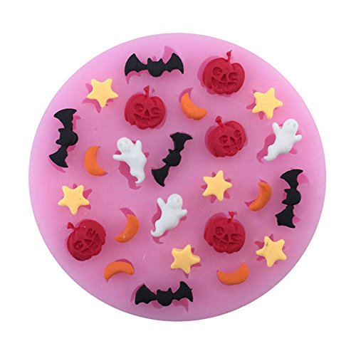 Demarkt Fondant Silicone Mould Halloween Pumpkin Ghost Bats DIY Molde Repostería Moldes de Silicona Decoración de Pasteles Azúcar Fondant 1PCS