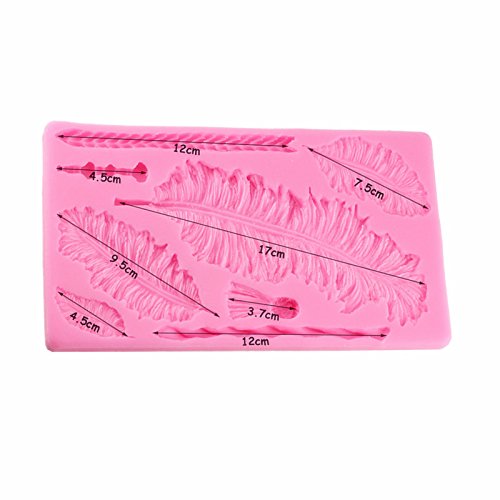 Demarkt Molde de Pastel de Fondant de Plumas Hornear Molde Para Diy Cualquier Forma de Pastel Para Candy Cake Decoración 20.5 * 12 * 1.2CM 1PCS