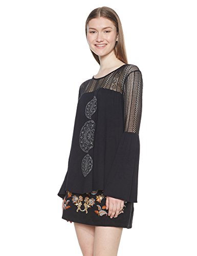 Desigual Ts_Neusifu, Camisa Manga Larga para Mujer, Negro (Negro 2000), L (Talla de fabricante: L)