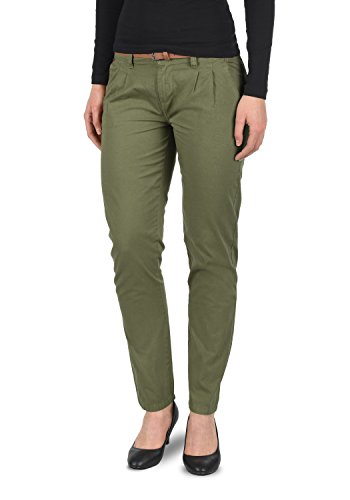 Desires Jacqueline Pantalón Chino Pantalón De Tela para Mujer con Cinturón De 100% Algodón Slim-Fit, tamaño:36, Color:Ivy Green (3797)