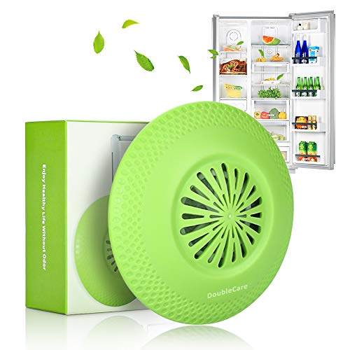 Desodorante para refrigerador, Eliminador de olores reutilizables para congelador y refrigerador de ovnis, Purificador de aire fresco No químico natural con succión de silicona fuerte, Verde