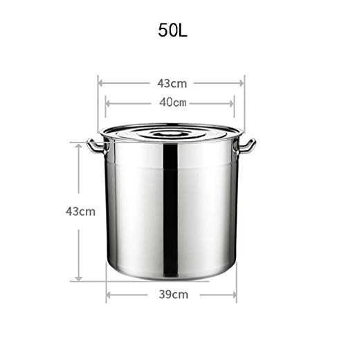 Detazhi Acero Inoxidable Grande y Profunda a la inducción de la Olla de cazuela Olla, diámetro 40 cm, Altura 43 cm, 50 litros