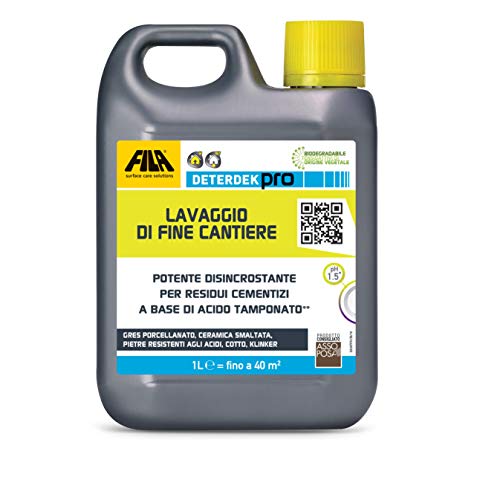 Deterdek Pro - Limpiador profesional de lechada y removedor de cemento ideal para azulejos de cerámica y superficies de piedra resistentes a los ácidos, 1 L