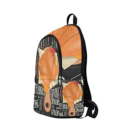 Día de Acción de Gracias Menú de Turquía Tarjeta Casual Daypack Bolsa de Viaje de la Universidad Mochila de la Escuela para Hombre y Mujer