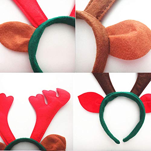 Diadema de Reno 8 piezas Banda de Pelo de aro de asta de reno de Navidad, Sombreros Surtidos para Fiesta de Navidad Disfraz Decoración de Disfraces Fiesta Infantil, 4 colores