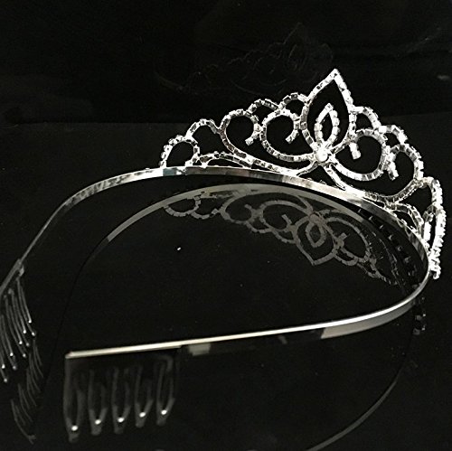 Diadema Fablcrew con diamantes de imitación y diseño de corona, para novias y bodas, color plateado