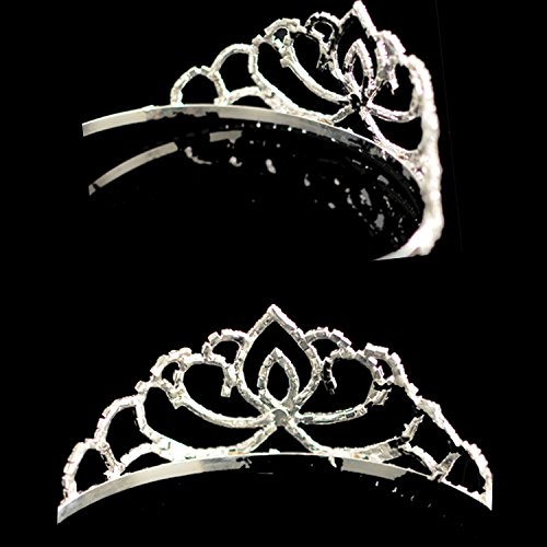 Diadema Fablcrew con diamantes de imitación y diseño de corona, para novias y bodas, color plateado