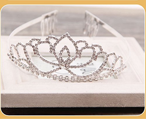 Diadema Fablcrew con diamantes de imitación y diseño de corona, para novias y bodas, color plateado