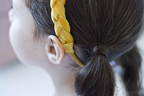 Diadema trenzada de terciopelo, diadema trenzada de terciopelo, diadema de terciopelo hecho a mano, talla única, diadema de bebé a adulto, accesorios de viga dorada (azul pastel, diadema de nylon)