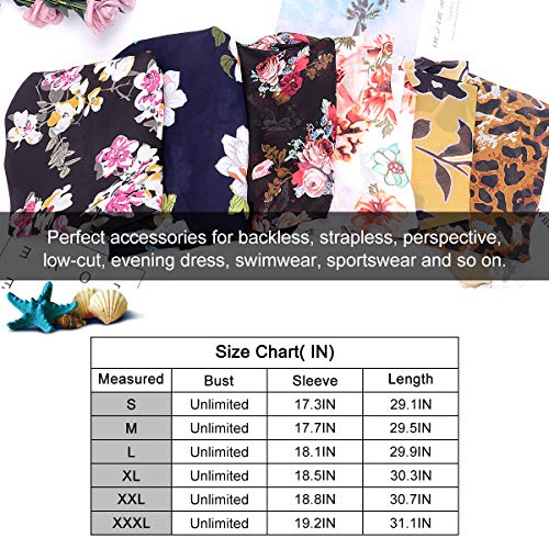 Digitek Direct - Chal de gasa para mujer con estampado floral de gasa, kimono, para cubrir boho de verano, blusa informal de playa, traje de baño Negro-a S